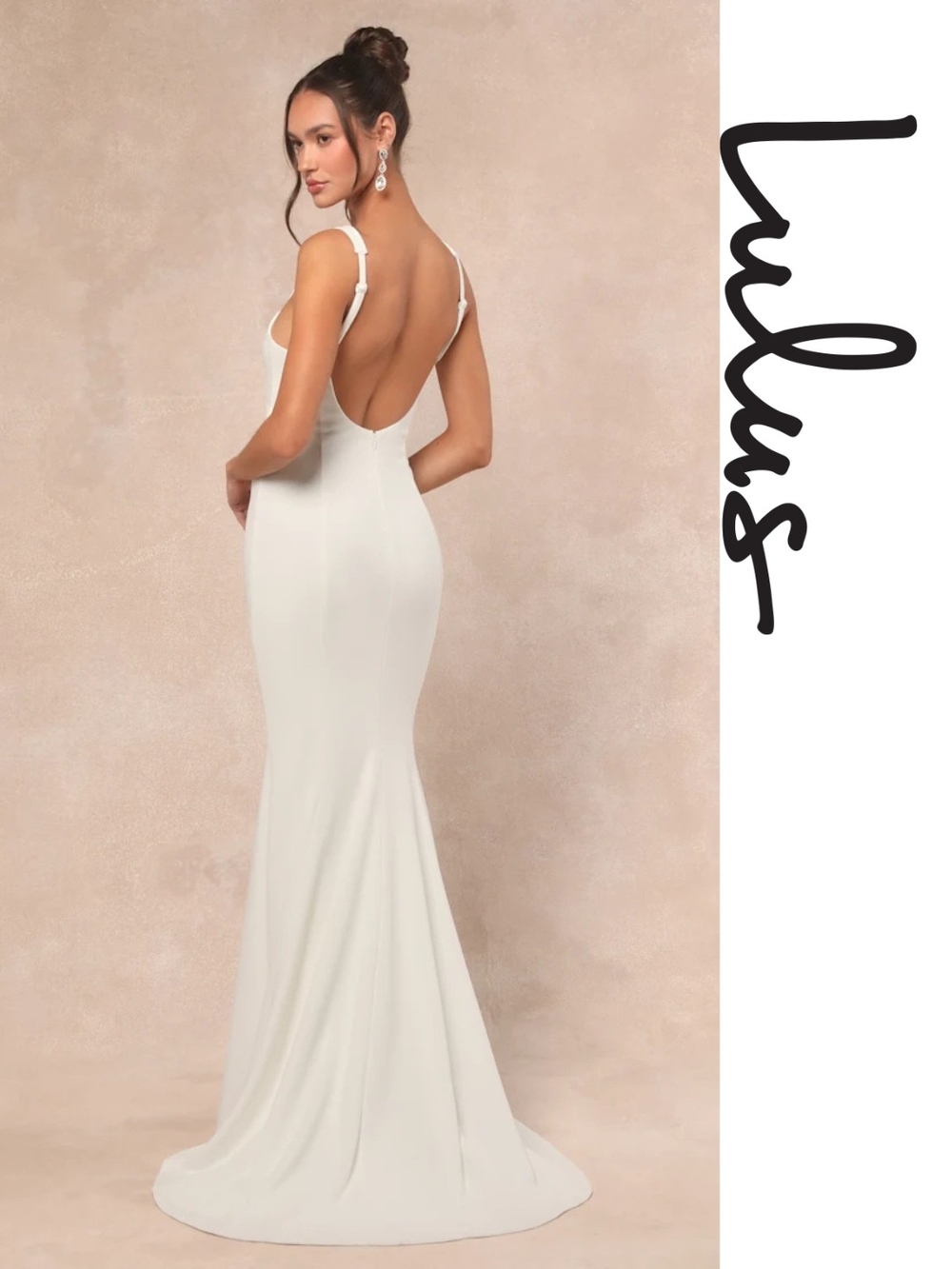 Lulu's - Safine White Backless Mermaid Maxi Dress - Medium